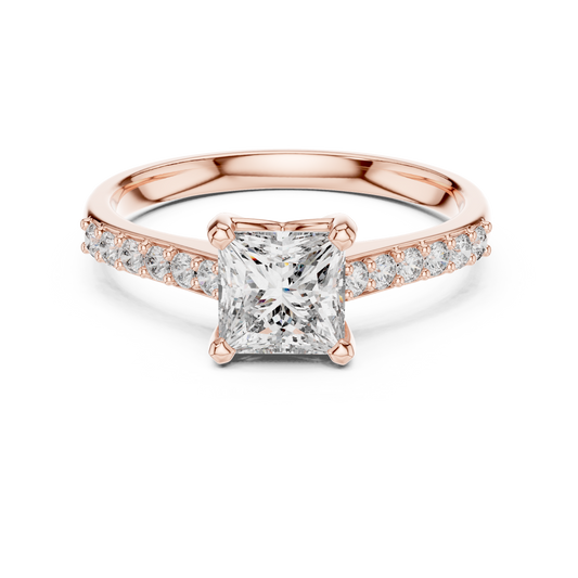 Elegant Square Diamond Engagement Ring