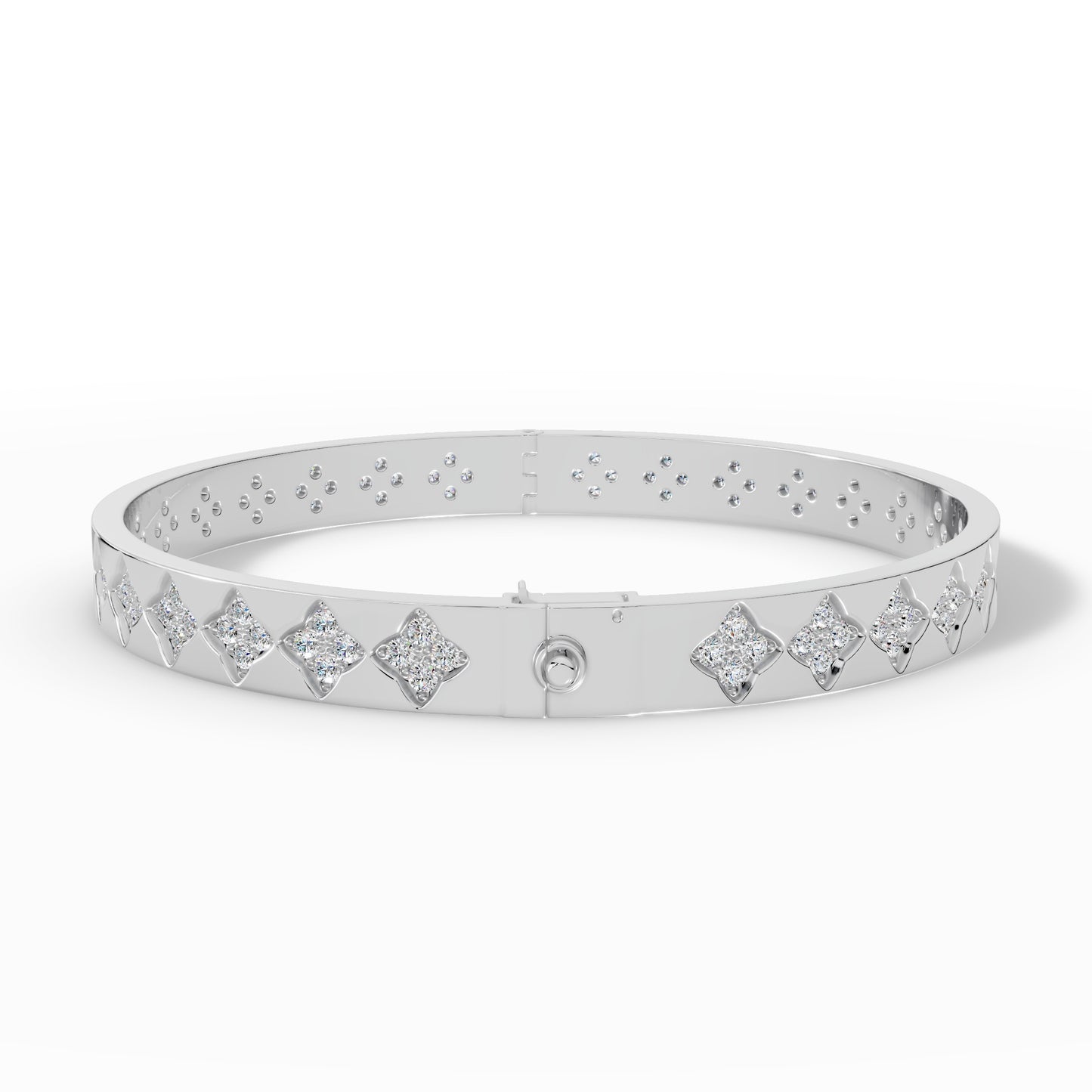 Floral Radiance Diamond Gold Bangle