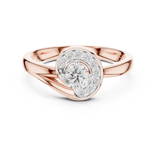 Luxury Halo Diamond Crossover Gold Ring