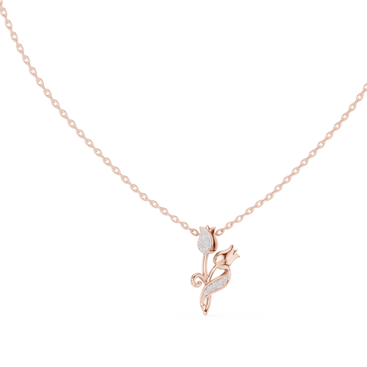 Trendy Floral Rose Gold Pendant Necklace for Women