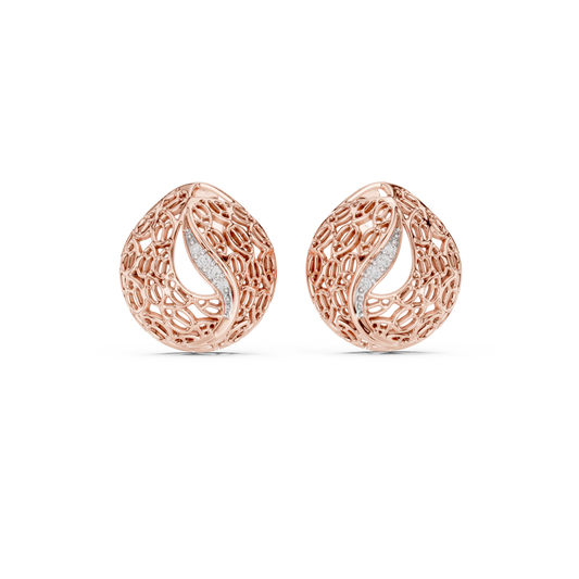 Vintage Style Gold Diamond Stud Earrings