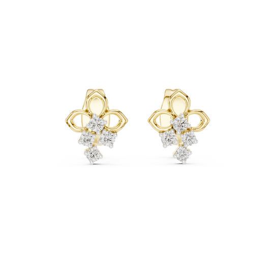 High-End Floral Ribbon Diamond Earrings