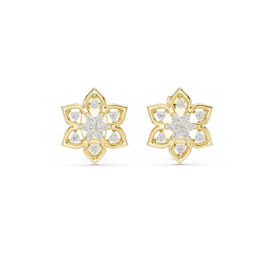 Premium Gold Star Design Diamond Stud Earrings Gift
