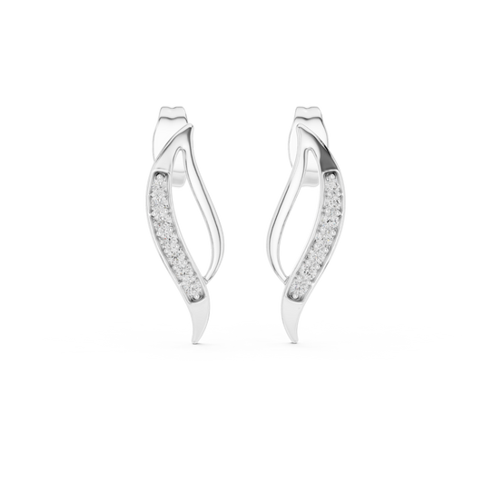 Elegant Vine Curve Diamond Earrings