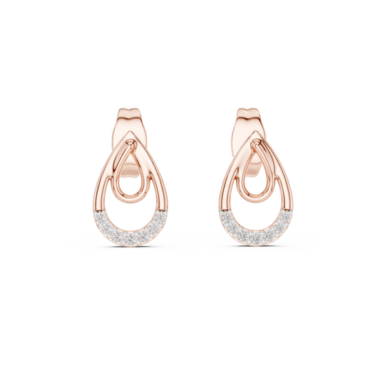 Double Loop Teardrop Diamond Earrings