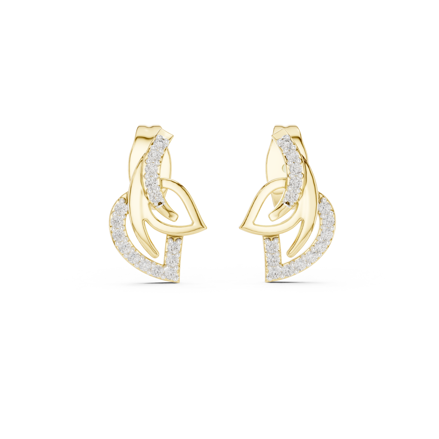 Elegant Abstract Curve Diamond Earrings for Women