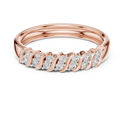 Sparkling Diamond Twist Band Ring – Modern White Gold Design