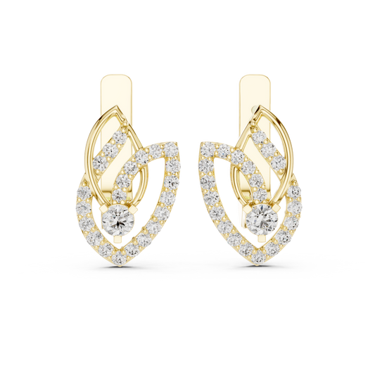 Designer Diamond Hoop Earrings | Luxury Floral Diamond Gold Hoops