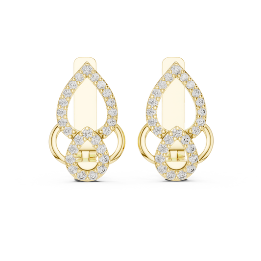Sparkling Diamond Hoop Earrings | Floral Diamond Gold Earrings for Women
