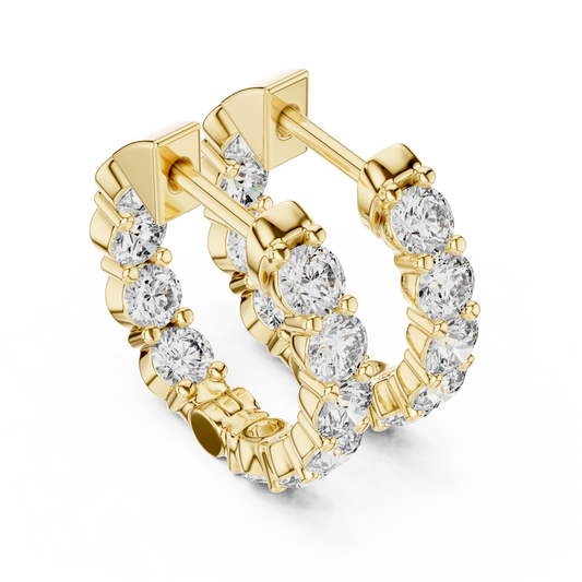 The Infinite Sparkle: Hand-Set Round Diamond Huggies in a Radiant Scalloped Setting