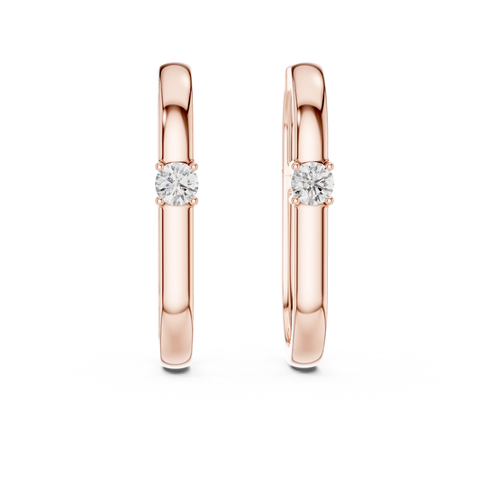Women’s Rose Gold Round Diamond Hoop Earrings