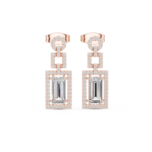 Elegant White Gold Drop Earrings Featuring Emerald Cut Diamonds