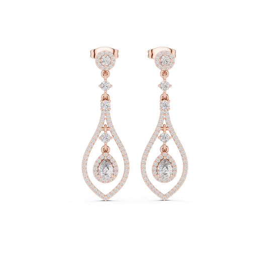 Modern White Gold Diamond Drop Earrings for Bridal & Party Wear