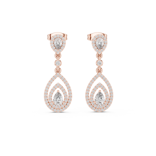 Designer Pear Halo Diamond Earrings | Modern Statement Jewelry