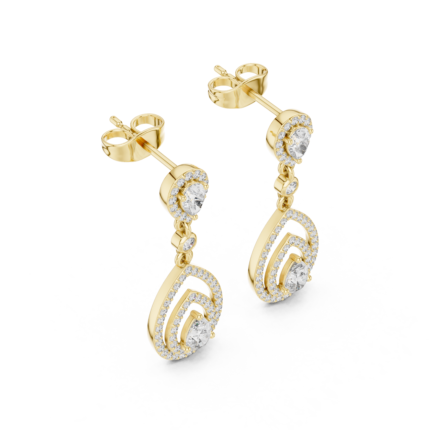 Designer Pear Halo Diamond Earrings | Modern Statement Jewelry