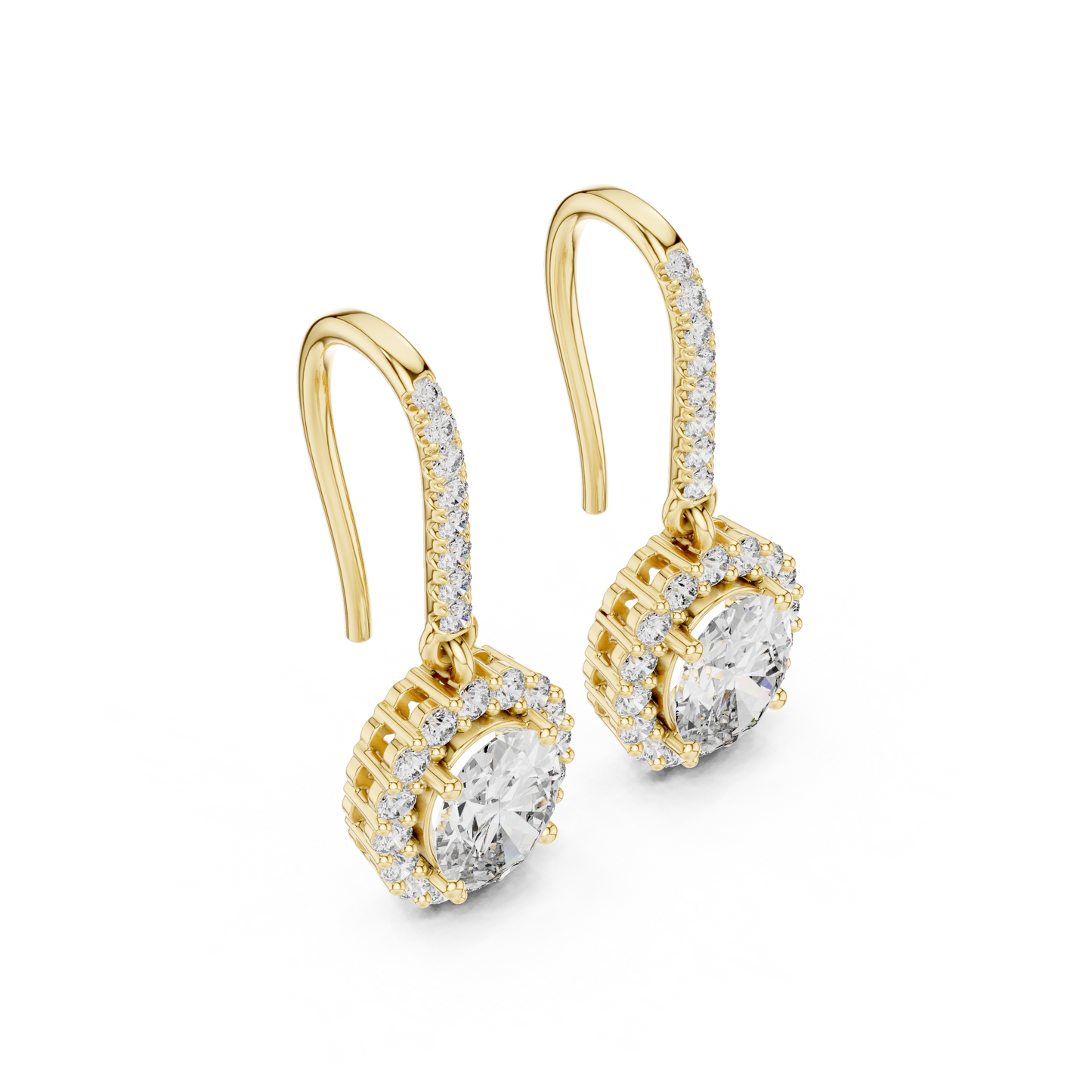 Rose Gold Diamond Dangle Earrings | Timeless Oval Halo Design