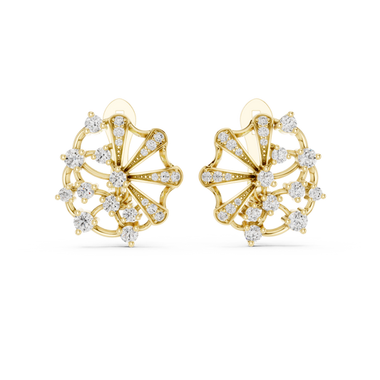 Classic Diamond Hoop Earrings for Women | Minimal Floral Diamond Design