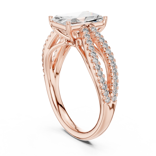 Emerald-Cut Diamond with a Sculptural Double-Braided