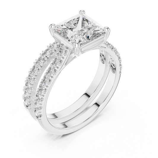 Fine Jewelry Halo Diamond Bridal Ring | Gold Engagement Set
