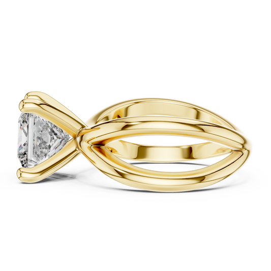 Princess Cut Ring with Interlocking Split Shank