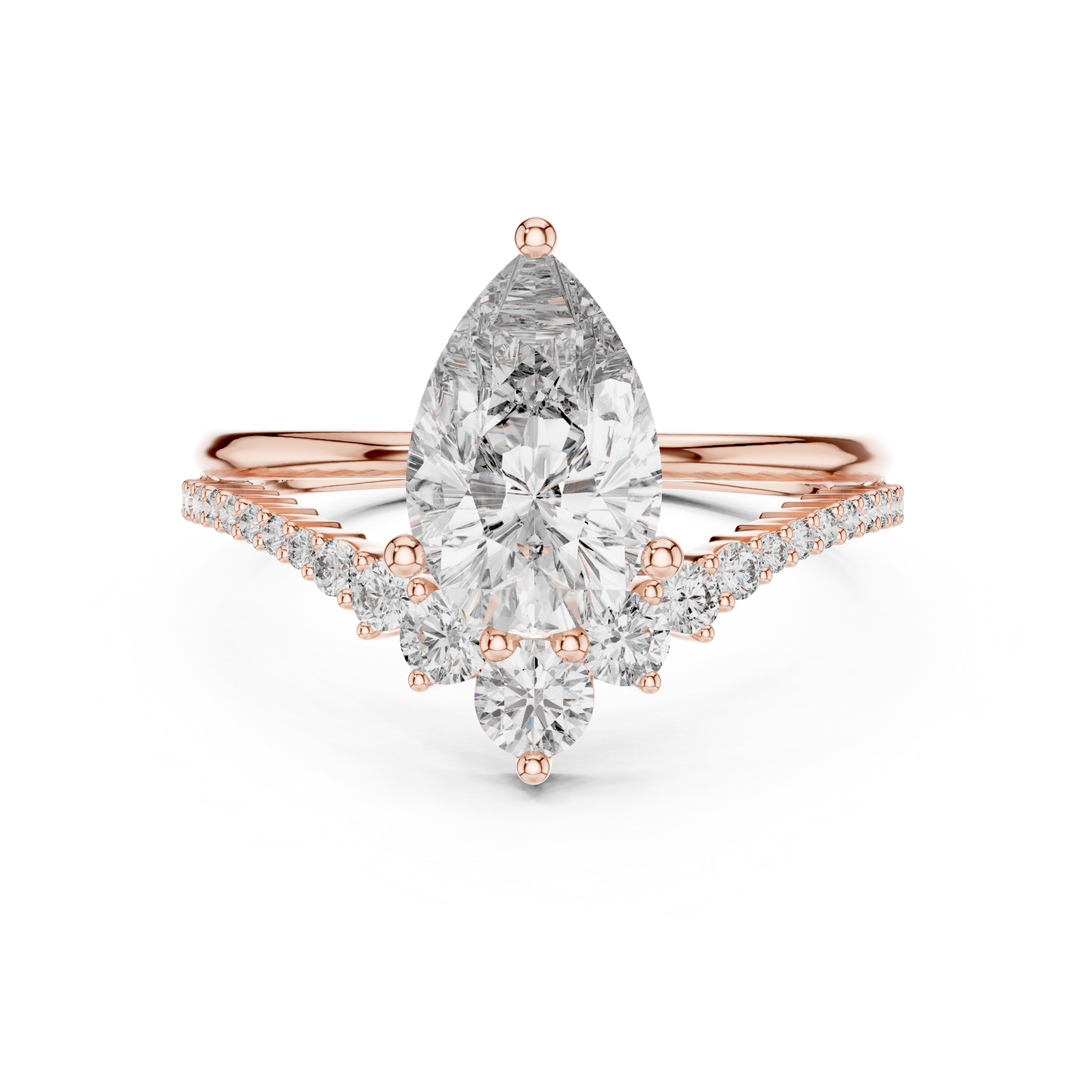Brilliant Pear Diamond Ring with a Graduated Diamond