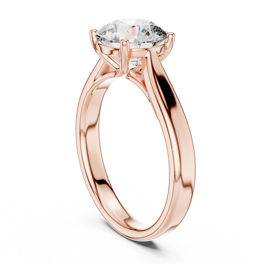 Brilliant Round Diamond in a Seamless Interlaced Cathedral Mount