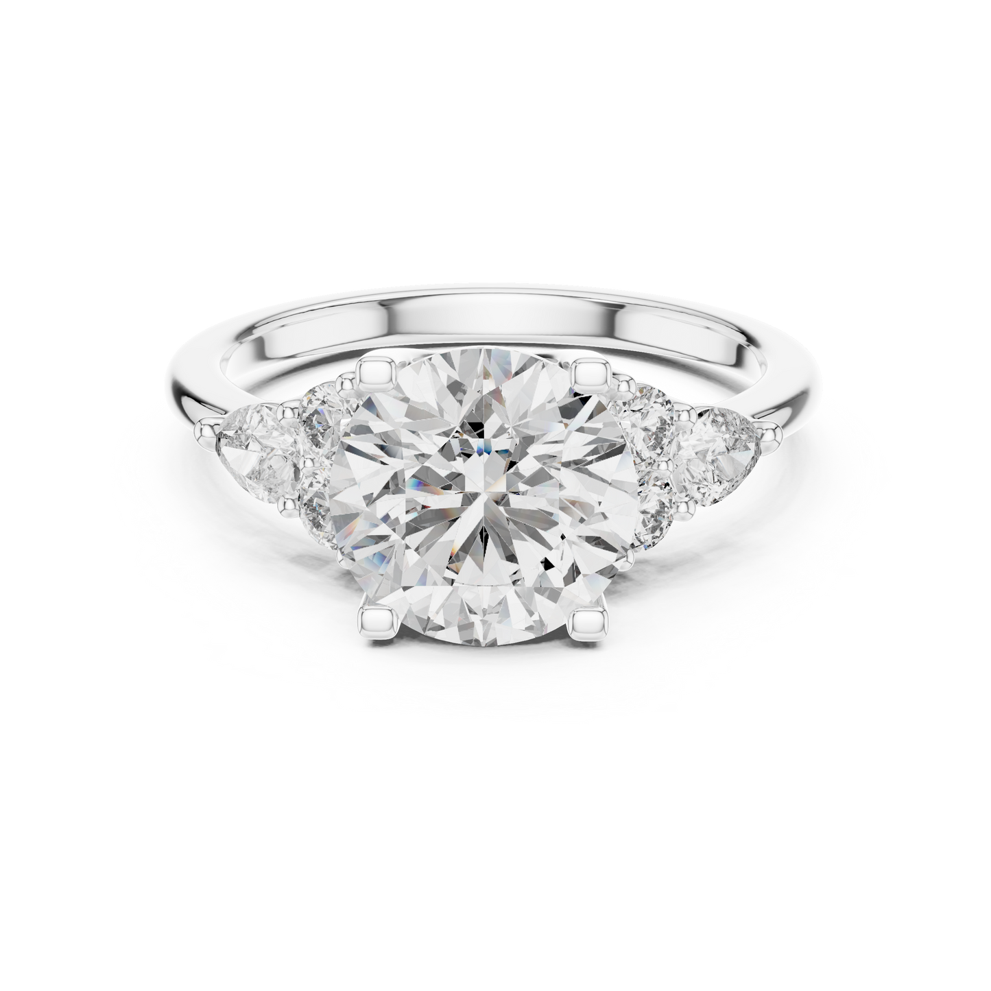 Brilliant Round Diamond with Botanical Cluster Shoulders