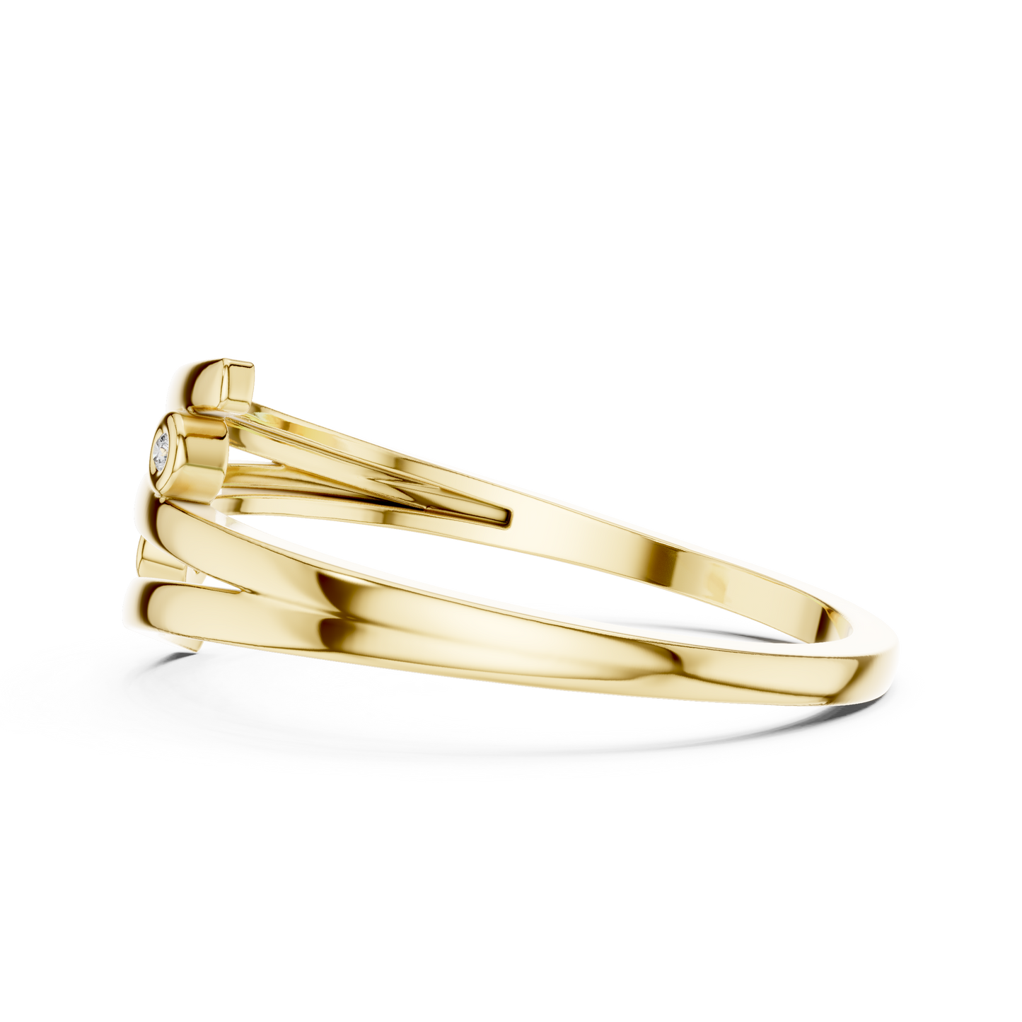 A Triple-Strand Bypass Ring with Bezel-Set Diamond Accents