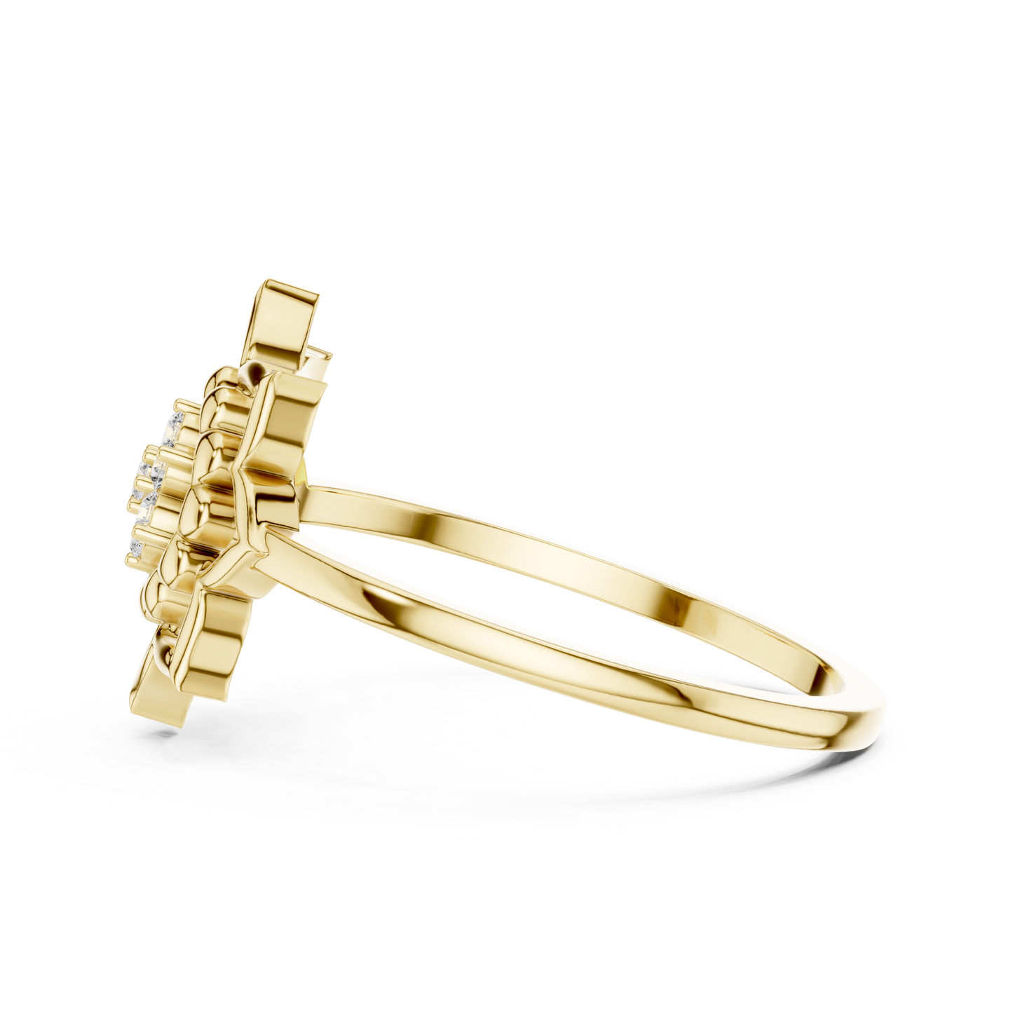 Diamond Lotus Bloom Ring for Women, Nature Inspired Floral Promise Ring