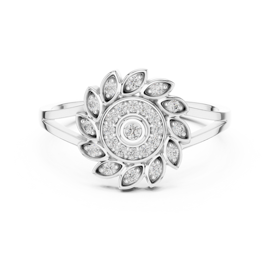 Luxury Diamond Floral Medallion Ring for Women, Elegant Statement Jewelry Gift
