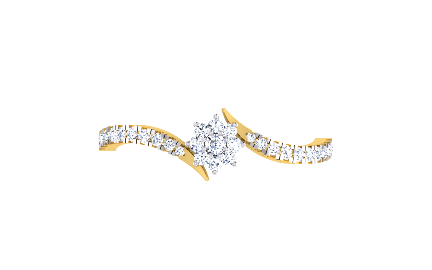 Elegant Gold Twist Ring with Center Diamond Cluster