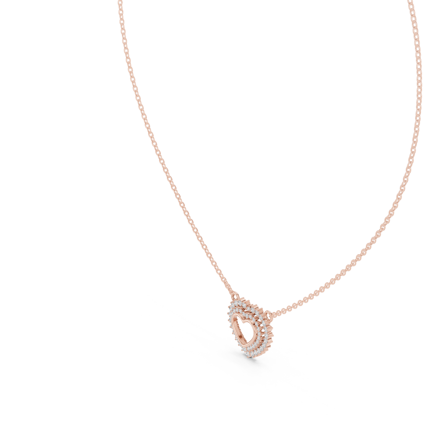 Luxury Rose Gold Heart Necklace with Sparkling Diamonds