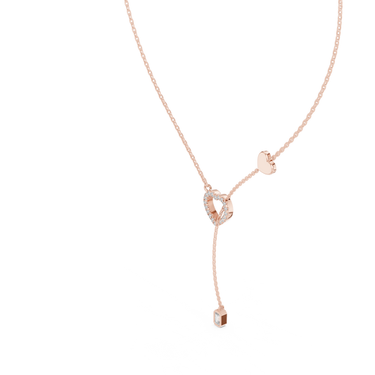 Romantic Rose Gold Heart Pendant Drop Necklace for Women