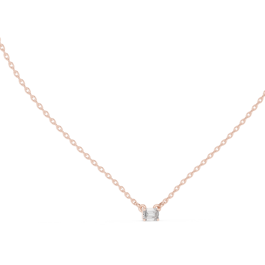 Minimalist Step-Cut Diamond Pendant in Rose Gold