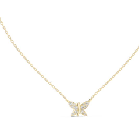 Fine Jewelry Butterfly Motif Diamond Necklac