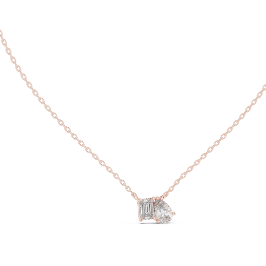 Fine Jewelry Two Stone Diamond Pendant in Rose Gold