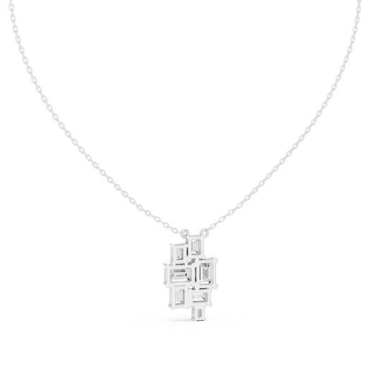 Luxury Geometric Diamond Necklace with Cluster Design