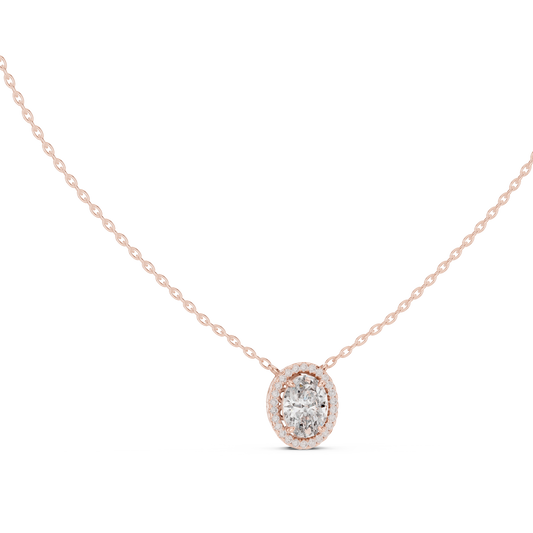 Timeless Round Solitaire Halo Necklace for Women