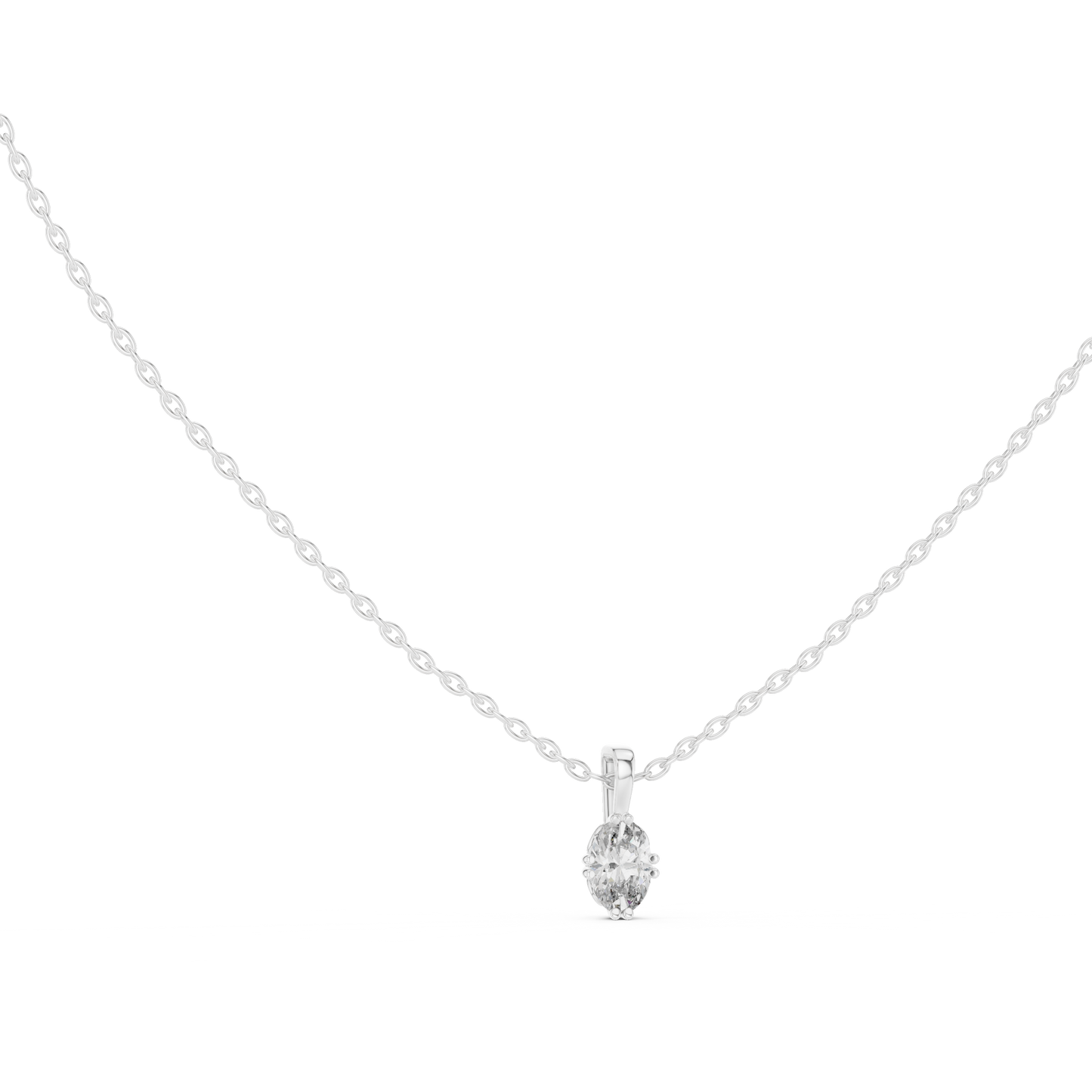 Modern Oval Solitaire Necklace in Gold