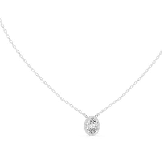 Graceful Oval Diamond Pendant Necklace