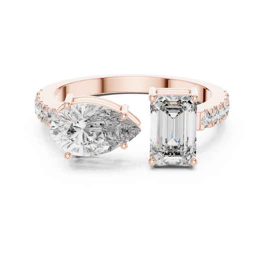 Pear and Emerald Cut Diamond Gold Band – Modern Luxury Ring.