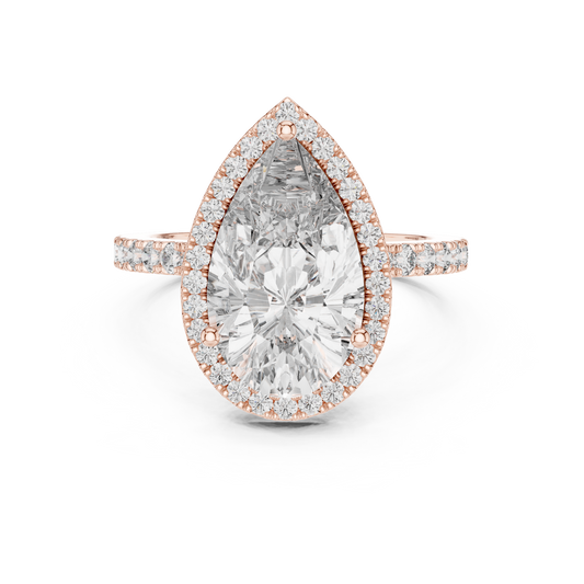 Pear Cut Diamond Halo Ring – Elegant Diamond Engagement Ring.