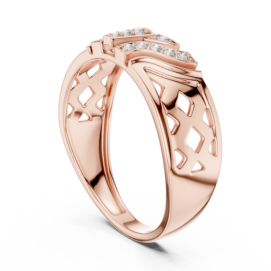 A Bold Rose Gold Statement Ring with Stepped Diamond Tiers
