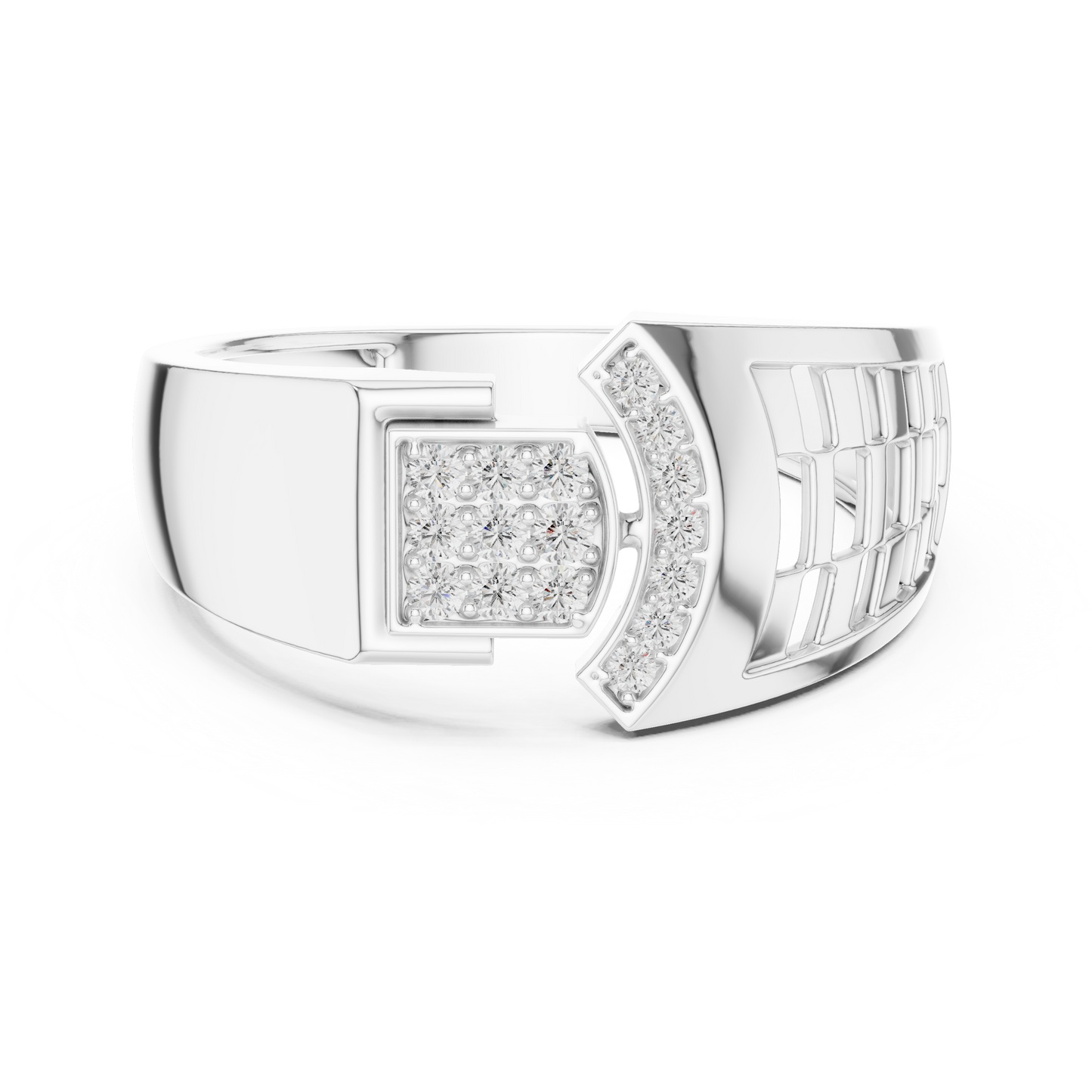 Elegant Diamond Fashion Ring – Modern Square Cluster Diamond Gold Ring
