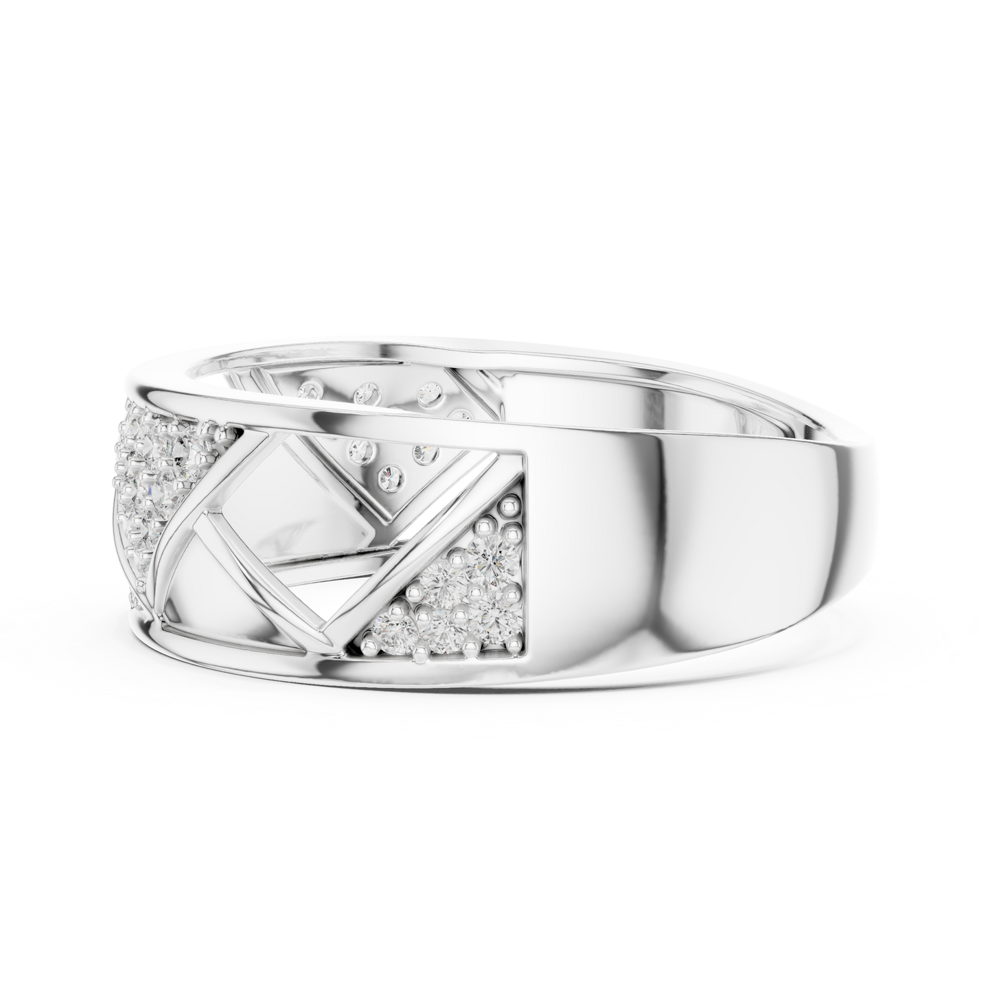 Elegant Diamond Band Ring – Contemporary Geometric Gold Ring