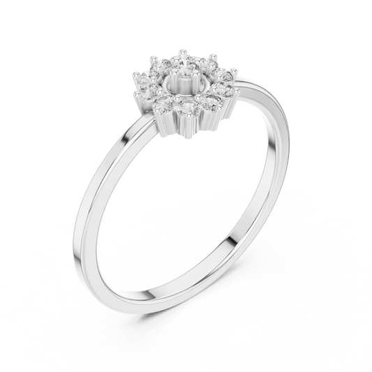 Radiant Floral Halo Ring