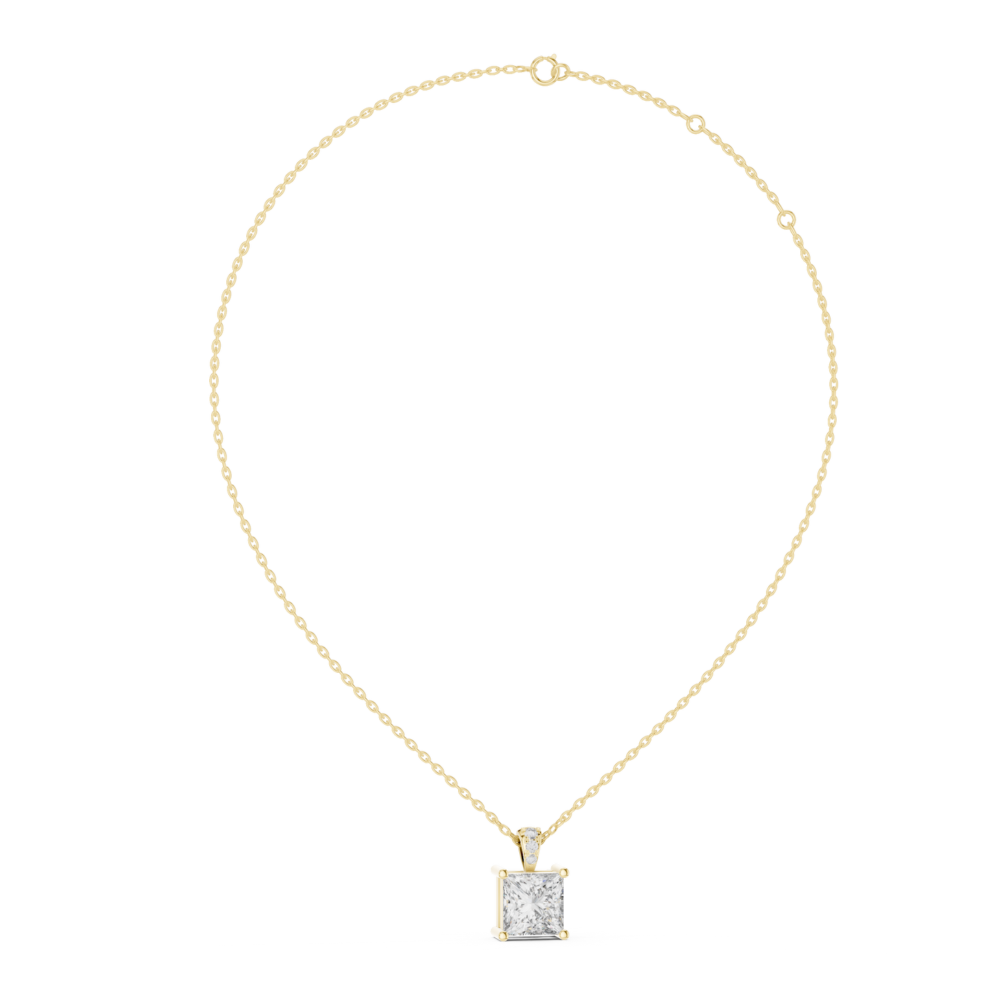 Elegant Princess Cut Solitaire Diamond Pendant