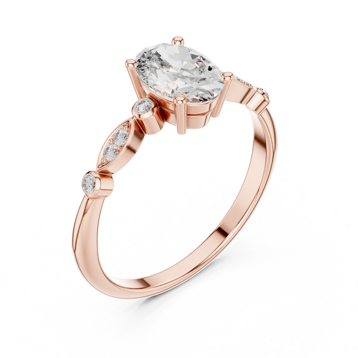 Romantic Oval Cut Engagement Ring