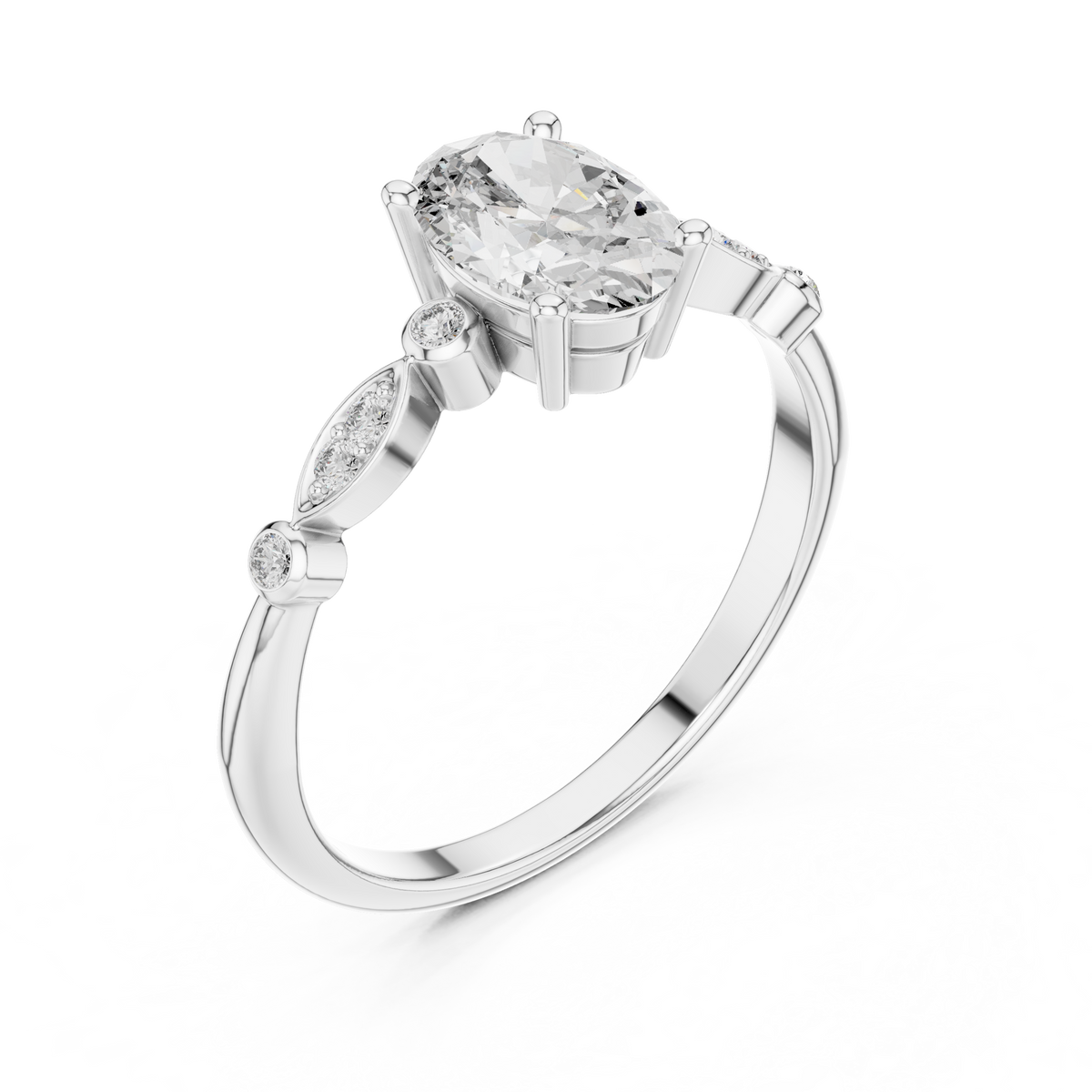 Romantic Oval Cut Engagement Ring
