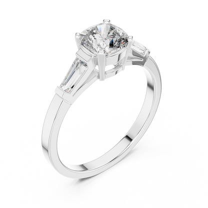 Luxe Tapered Side Stone Diamond Ring